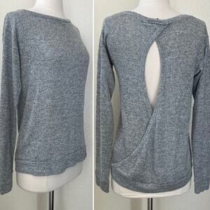 The Refinery keyhole wrap back sweater knit top heather gray